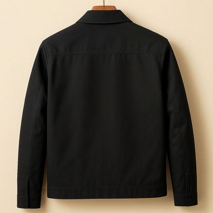 Men's plaid-lined Harrington bomber jacket by Homixa with zip front and shirt collar, displayed on a hanger.