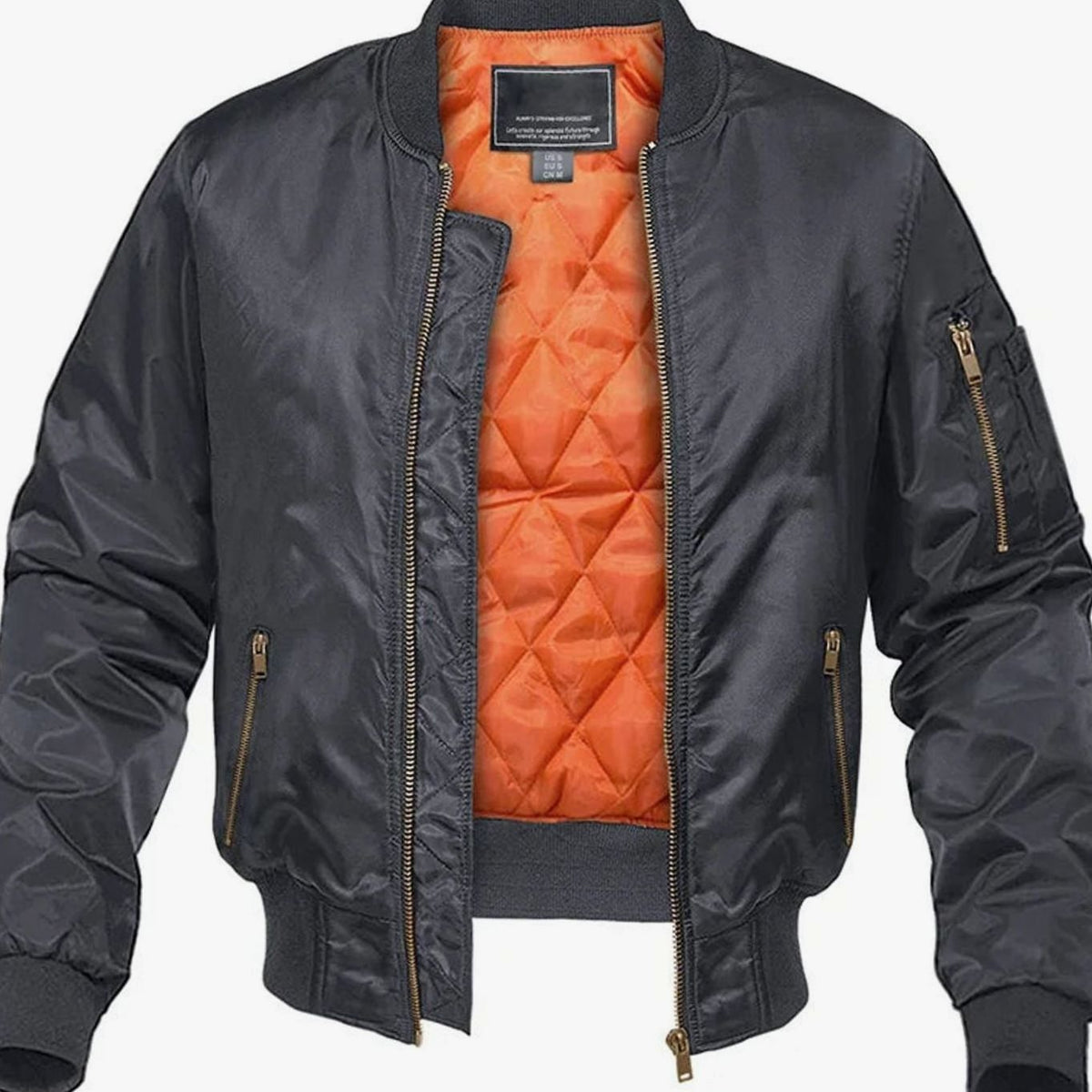 Men's quilted winter bomber jacket by Homixa with zip front, elastic cuffs, and side pockets, suitable for cold weather.