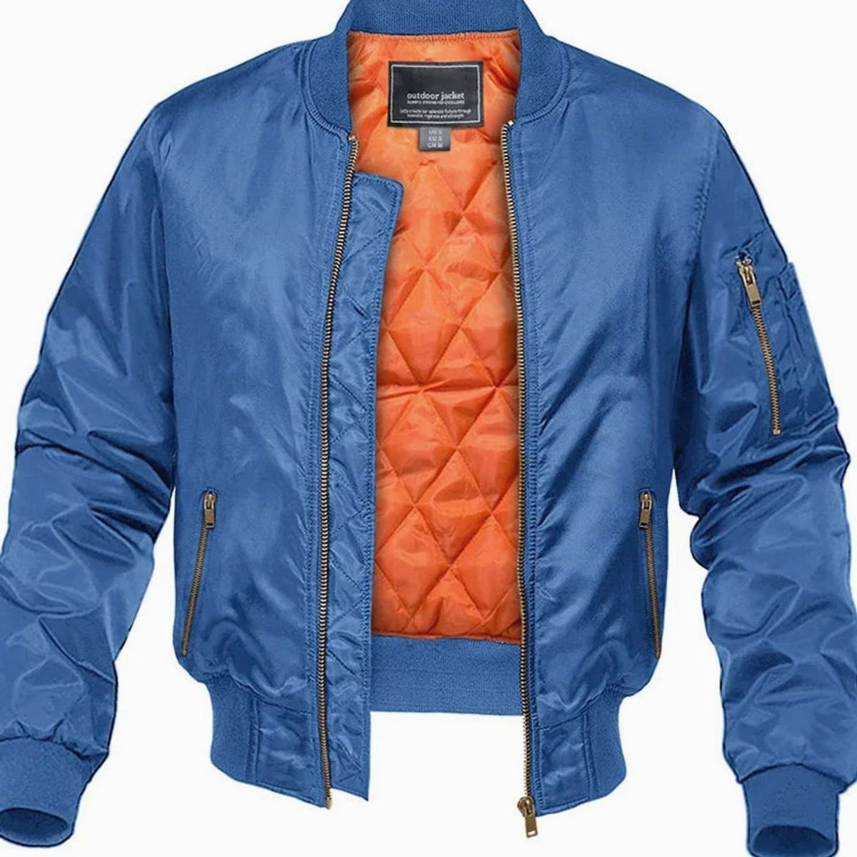Men's quilted winter bomber jacket by Homixa featuring a zip front, elastic cuffs, and practical pockets.