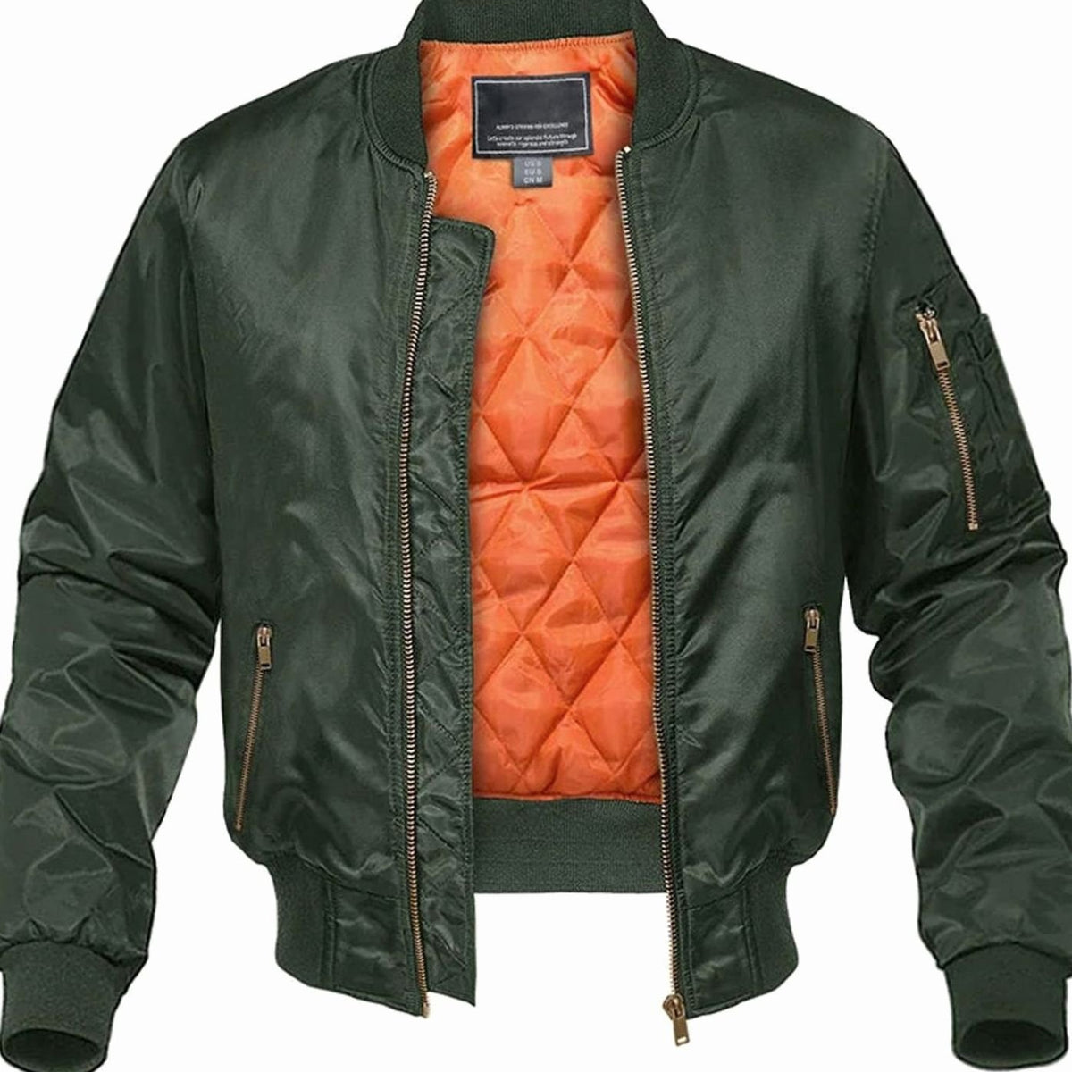 Men's Homixa quilted winter bomber jacket with zip front, elastic cuffs, and multiple pockets, suitable for cold weather.