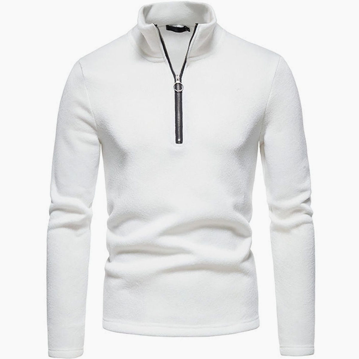 Men's regular-fit fine-knit half-zip sweater with stand collar and ring pull, stylish and comfortable Homixa sweater for men.