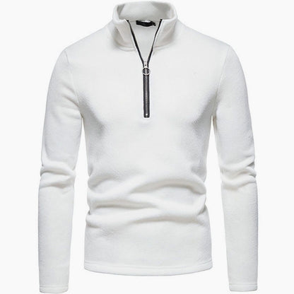 Men's regular-fit fine-knit half-zip sweater with stand collar and ring pull, stylish and comfortable Homixa sweater for men.