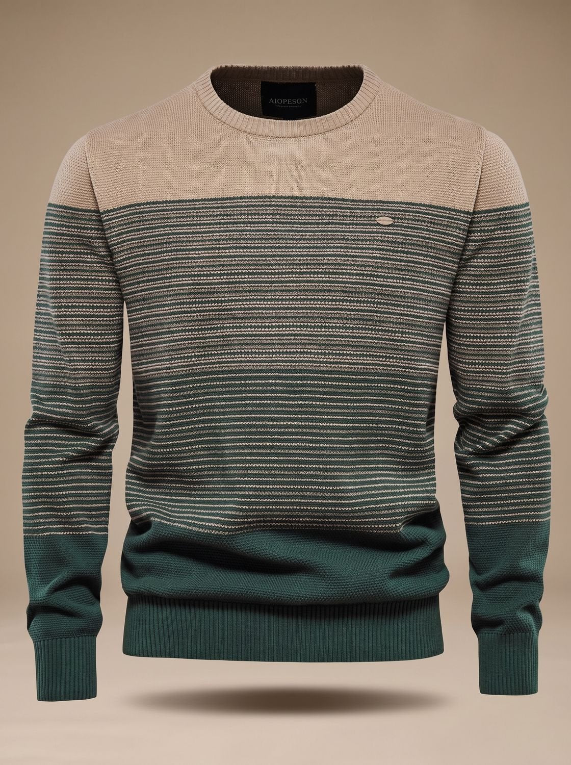 Men's regular-fit striped knit winter sweater from Homixa with crew neck, ribbed cuffs, and a cozy knitted design.