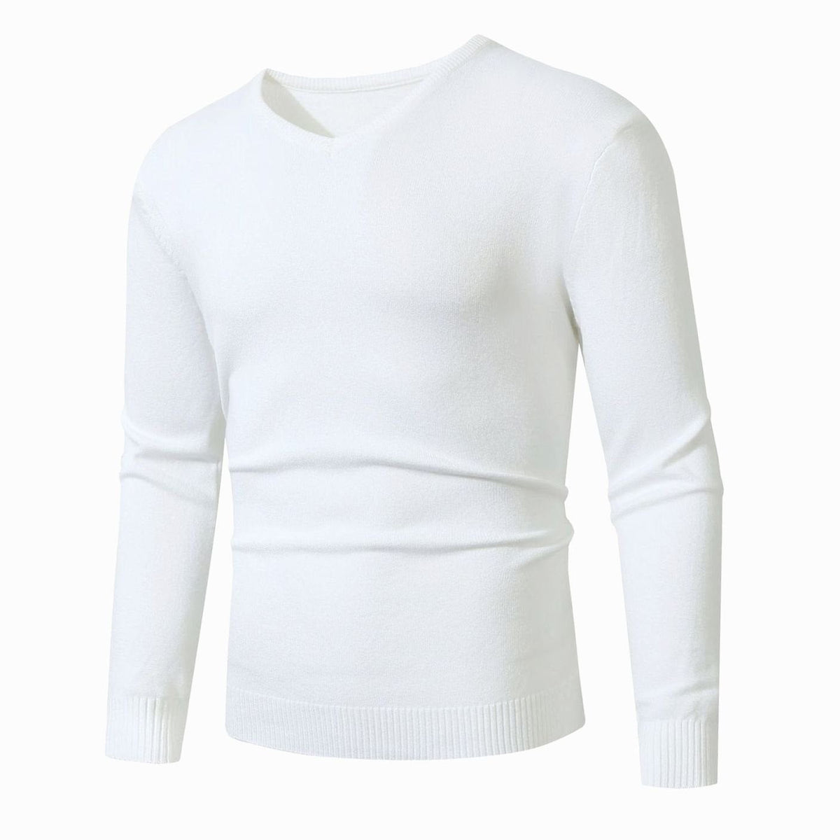Men’s slim-fit V-neck sweater by Homixa with fine-knit fabric, ribbed cuffs, and stretch blend for a comfortable fit.