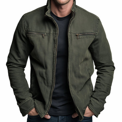 Men's slim-fit bomber jacket with stand collar and full-zip front, structured design by Homixa.