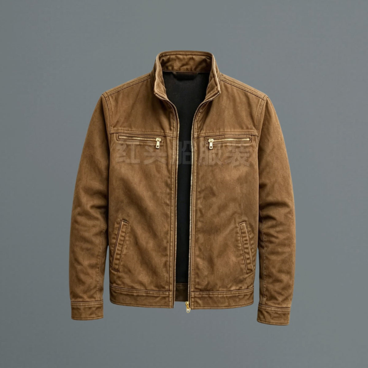 Men's slim-fit bomber jacket by Homixa featuring a stand collar, structured design, and full-zip front, shown on a model.