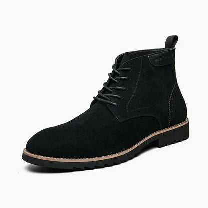 Homixa men's smart casual boots in suede-feel material with lace-up front and cushioned lining, stylish and comfortable footwear.