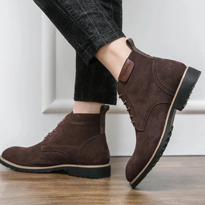 Homixa men's smart casual boots with suede-feel material, lace-up front, and cushioned lining for comfortable style.