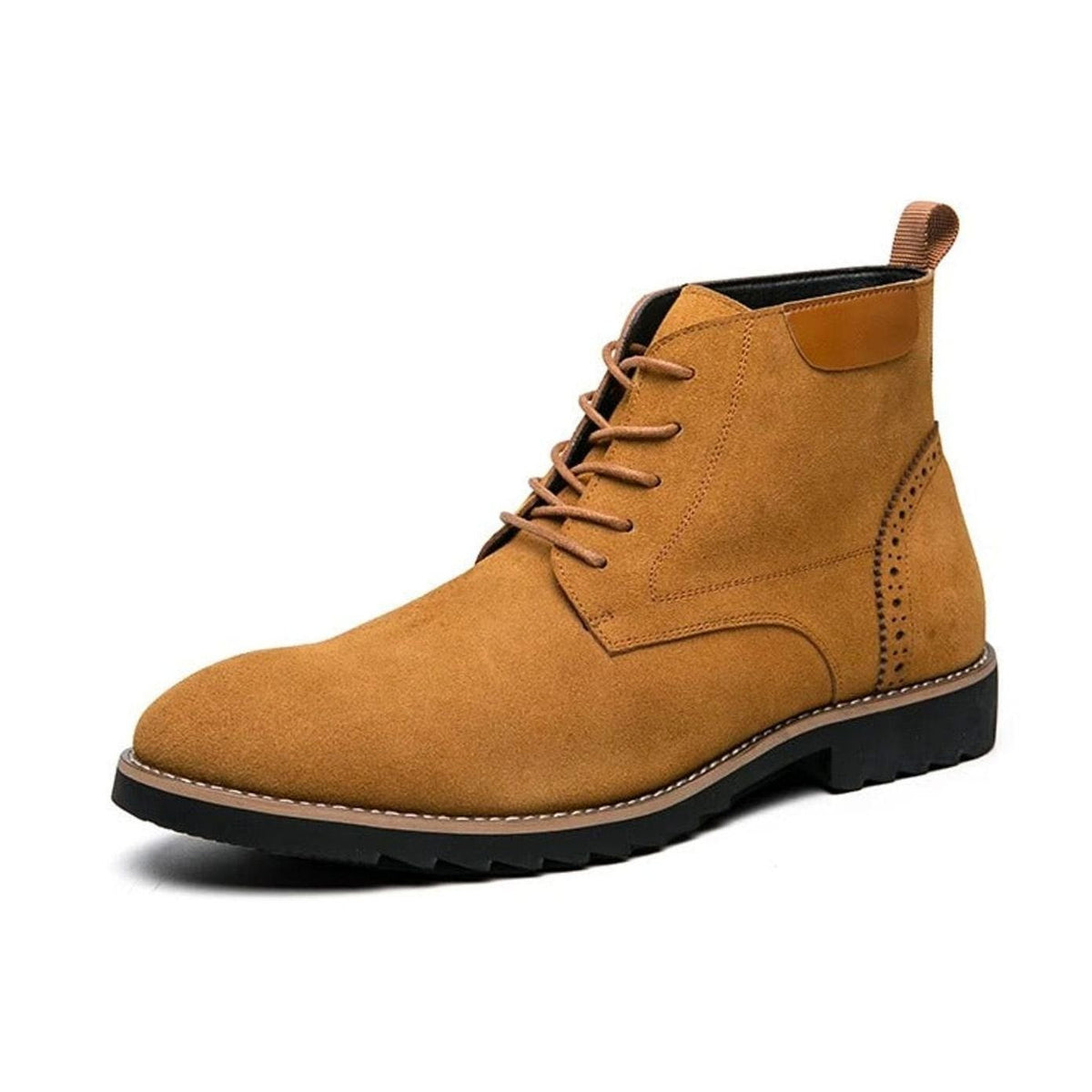 Homixa men's smart casual boots in suede-feel material with lace-up front and cushioned lining, stylish and comfortable footwear