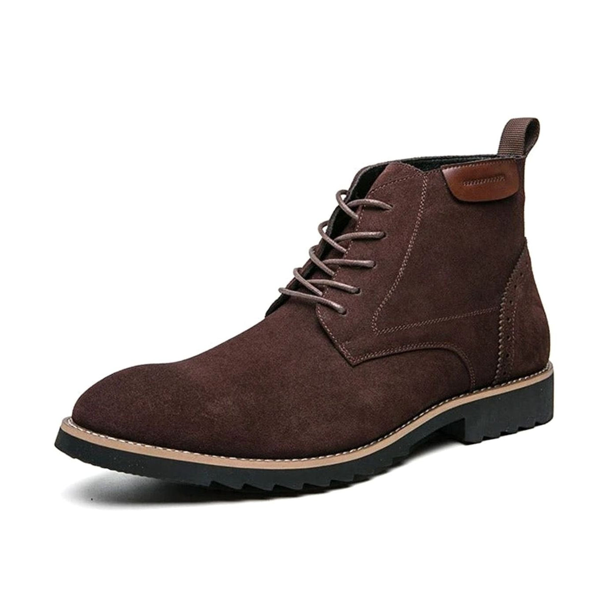 Homixa men's smart casual boots in suede-feel material with lace-up front and cushioned lining, stylish and comfortable footwear.
