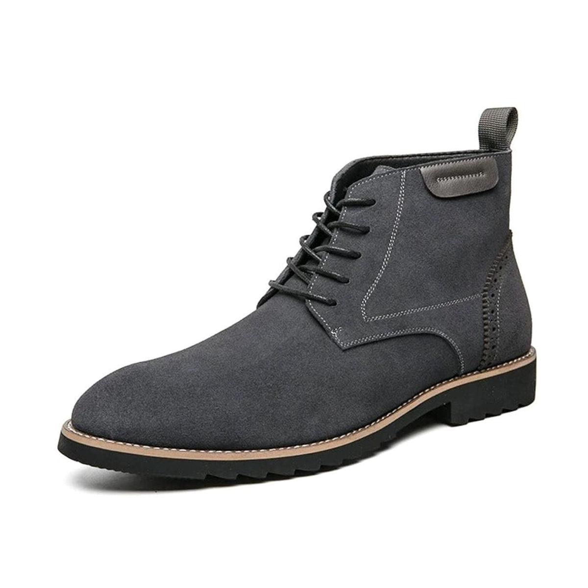 Homixa men's smart casual boots in suede-feel material with lace-up front and cushioned lining, stylish and comfortable footwear.