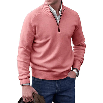 Homixa men's stand-collar quarter-zip sweater with long sleeves and a regular fit, shown in a casual, comfortable style.