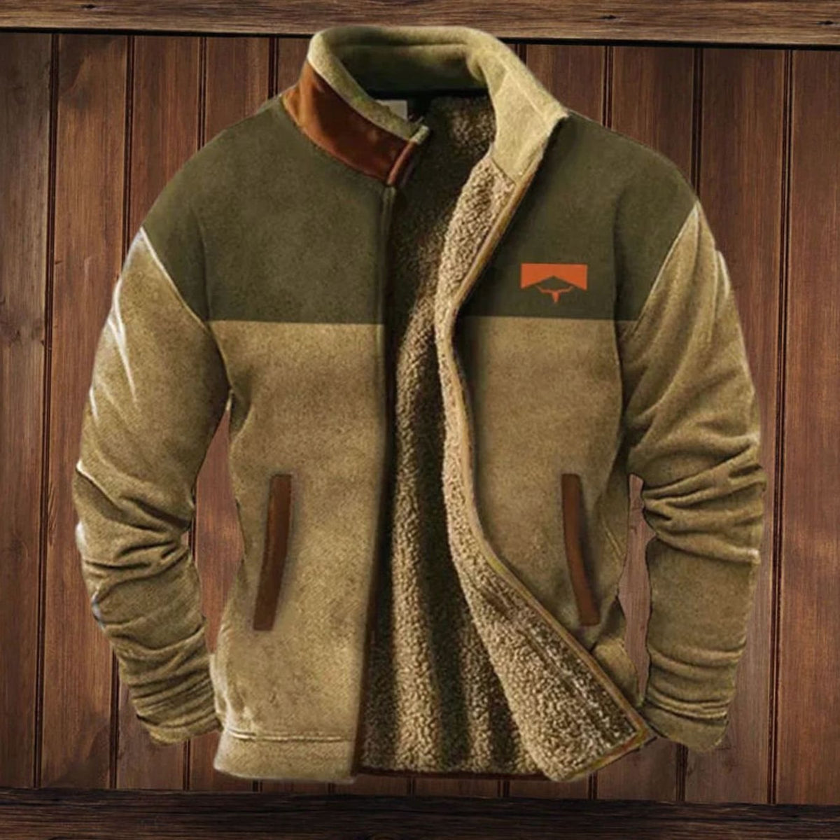 Men's tribal-print Sherpa-lined full-zip winter coat by Homixa with fleece interior, warm and stylish for cold weather.