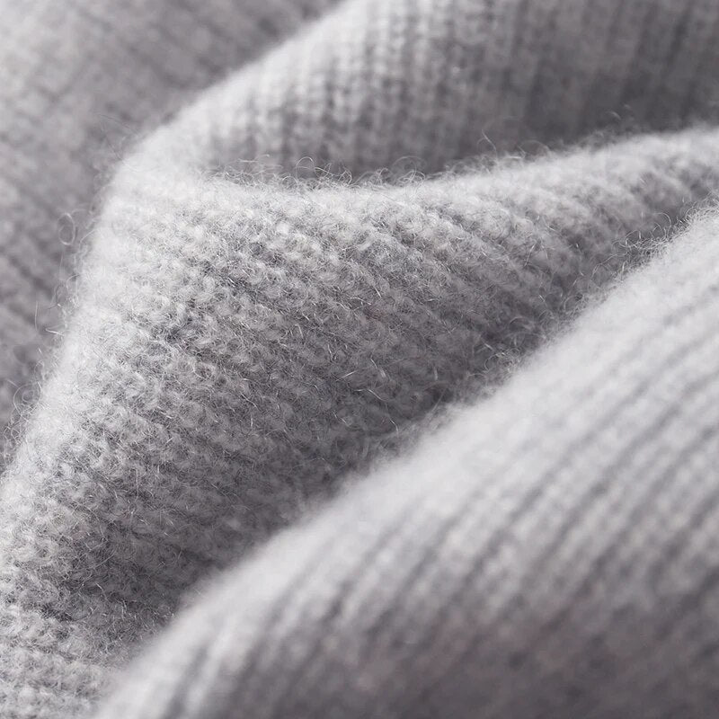Homixa Bellisse men's fine-knit zip-up hoodie with plain hood and straight cuffs in blue, showcasing a sleek, soft cashmere design.