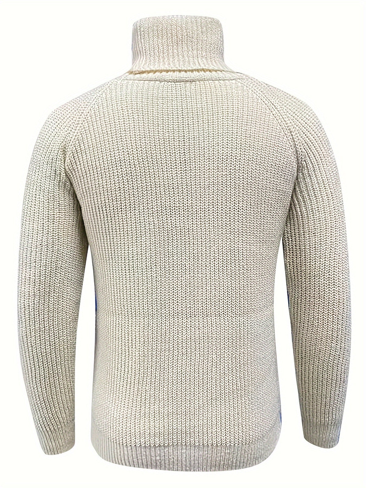 Men's waffle-knit turtleneck sweater by Homixa featuring ribbed trim at the hem and cuffs, modeled on a person.