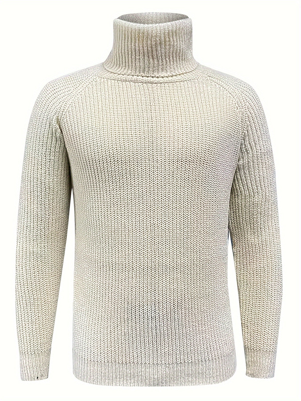 Men's waffle-knit turtleneck sweater by Homixa featuring ribbed trim at hem and cuffs, shown on a model.