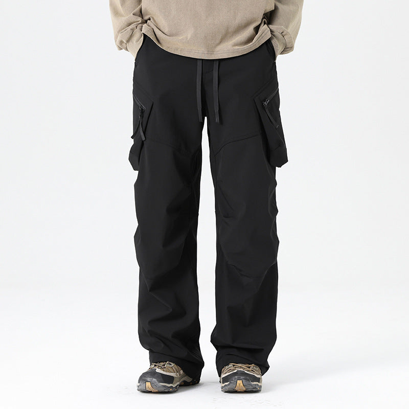 Men's wide-leg drawstring cargo pants with multiple utility pockets, loose fit, and casual style from Homixa.