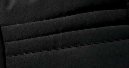 Men's windproof fur-lined hooded winter parka by Homixa with quilted padding and zip pockets, designed for warmth and style.