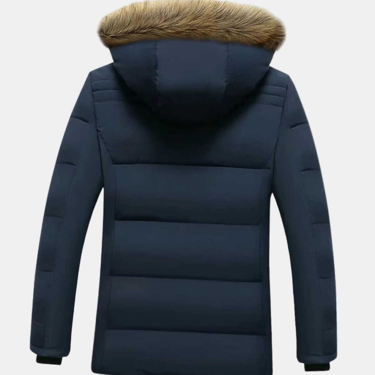 Men's Homixa windproof fur-lined hooded winter parka with quilted padding and zip pockets, ideal for cold weather.