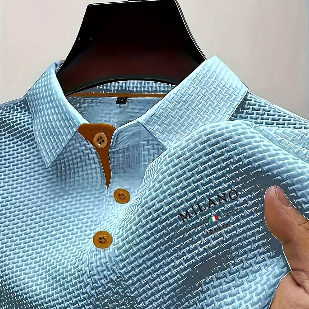 Milano Italia | Men's Textured Short-Sleeve Polo Shirt - product image 3