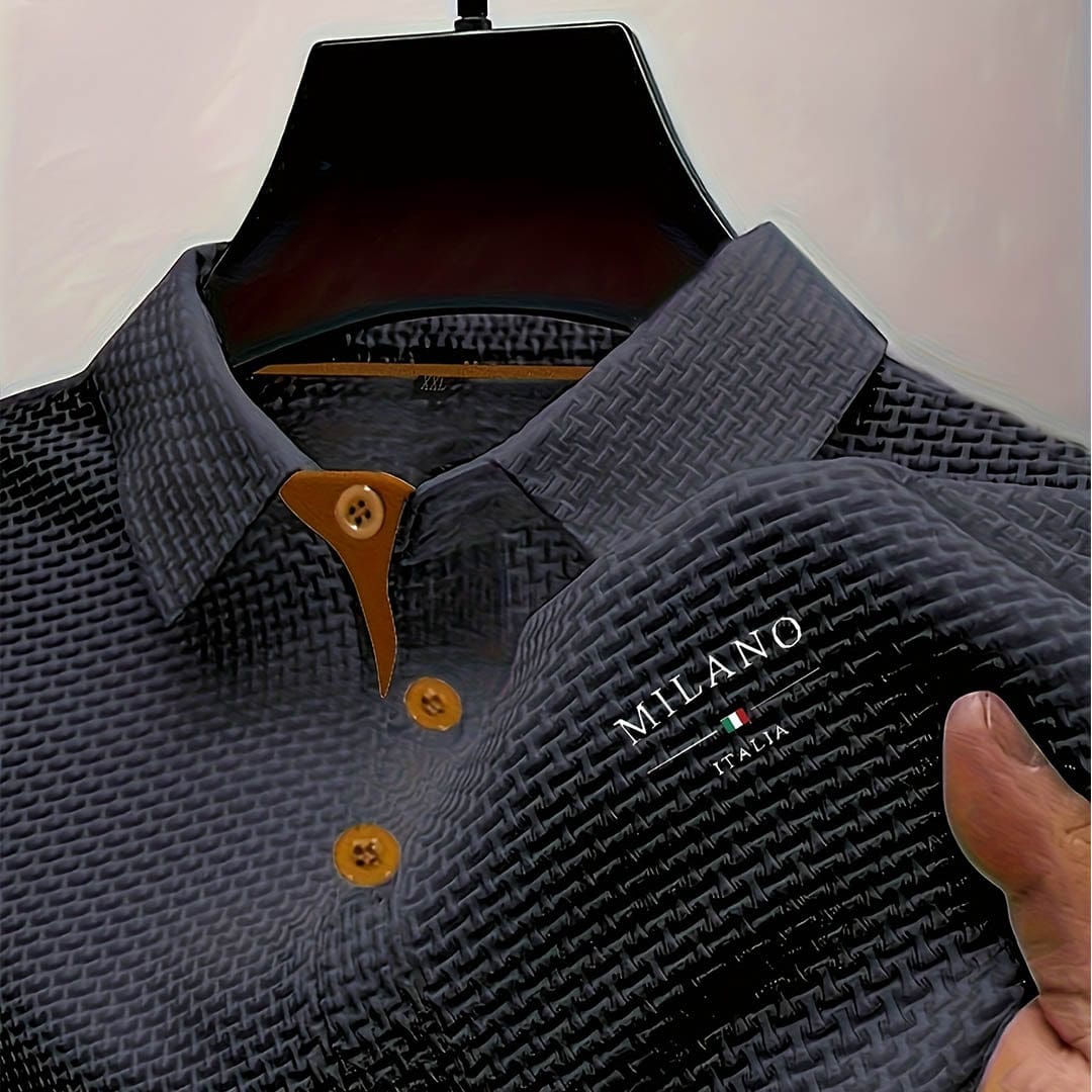 Milano Italia | Men's Textured Short-Sleeve Polo Shirt - product image 4