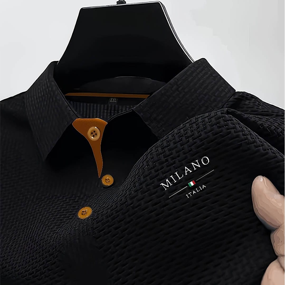 Milano Italia | Men's Textured Short-Sleeve Polo Shirt - product image 6