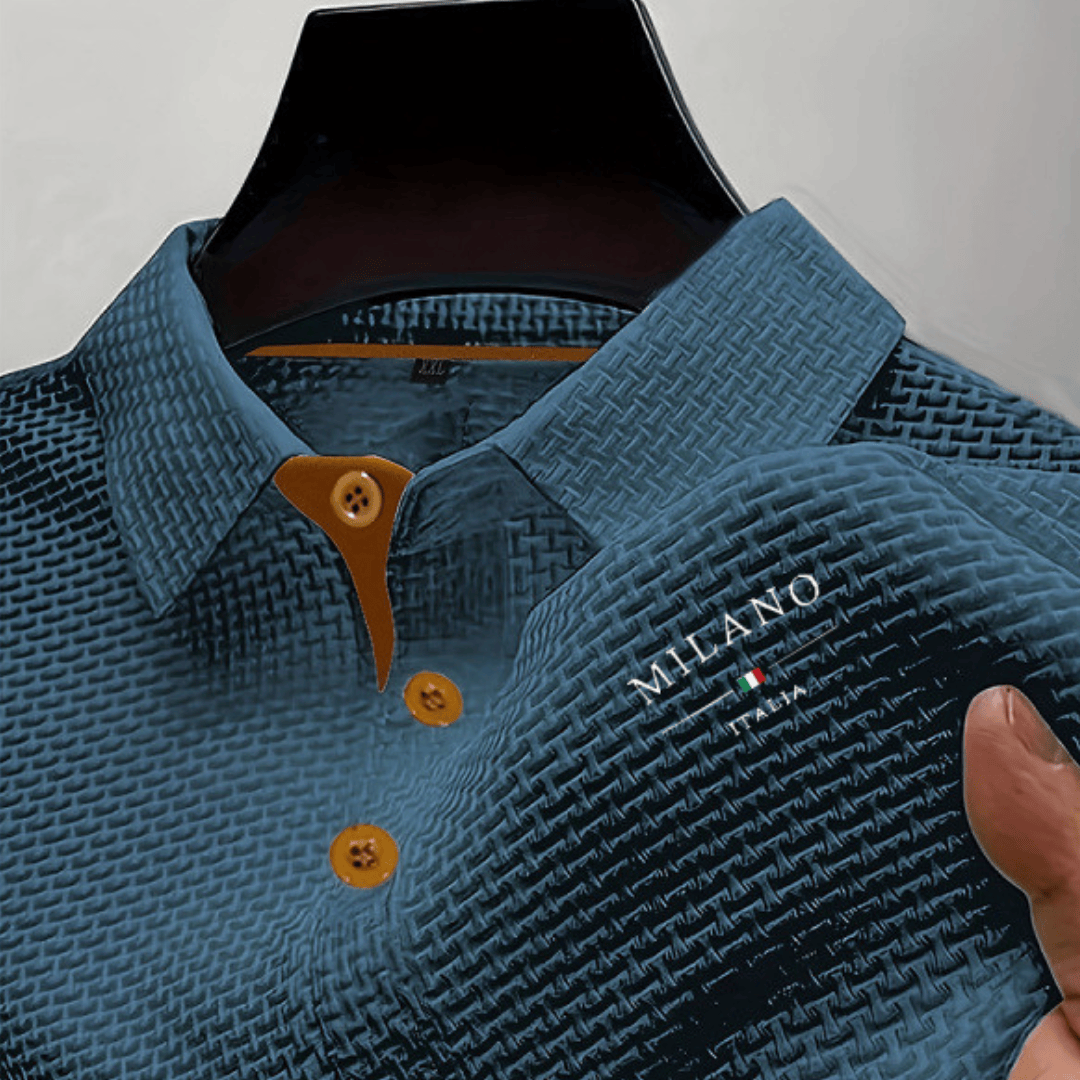 Milano Italia | Men's Textured Short-Sleeve Polo Shirt - product image 7