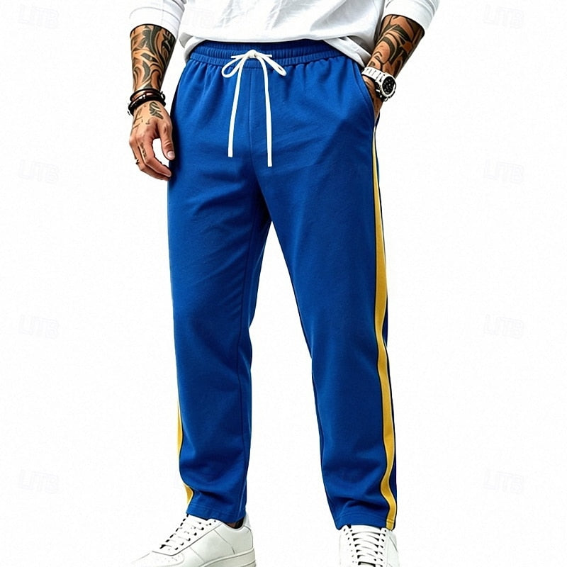 Harper & Wells Damian relaxed fit sweatpants with side stripes, comfortable casual loungewear for men.