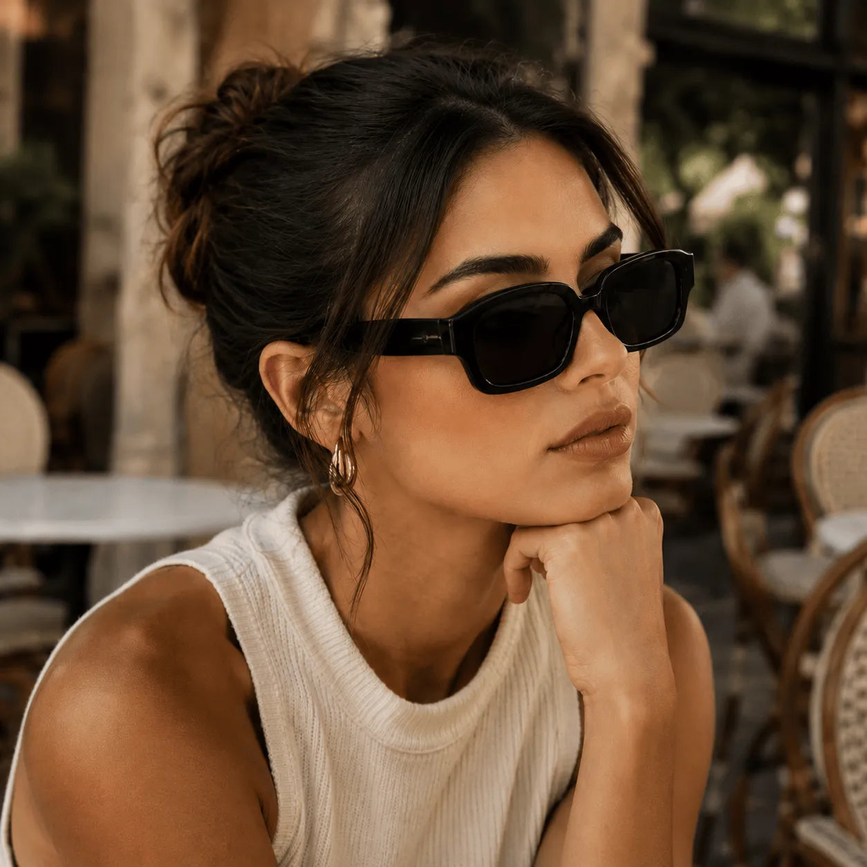 Women's rectangular tinted sunglasses by Homixa featuring stylish frames and UV-protective tinted lenses.
