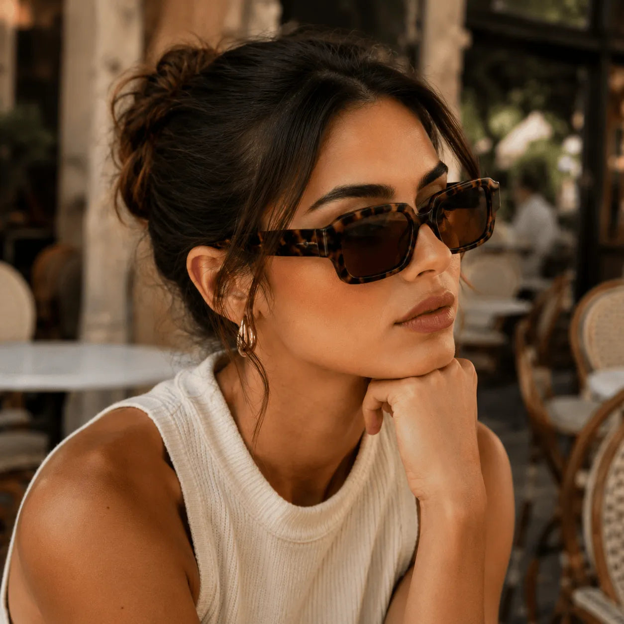 Naya women's rectangular tinted sunglasses by Homixa, featuring stylish frames and tinted lenses for a chic, fashionable look.
