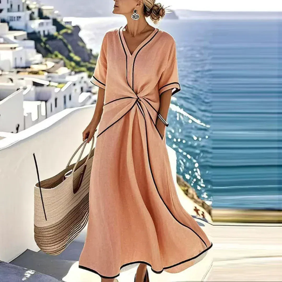 Noorani | Women's Contrast-Trim Tie-Front Maxi Dress - product image 5