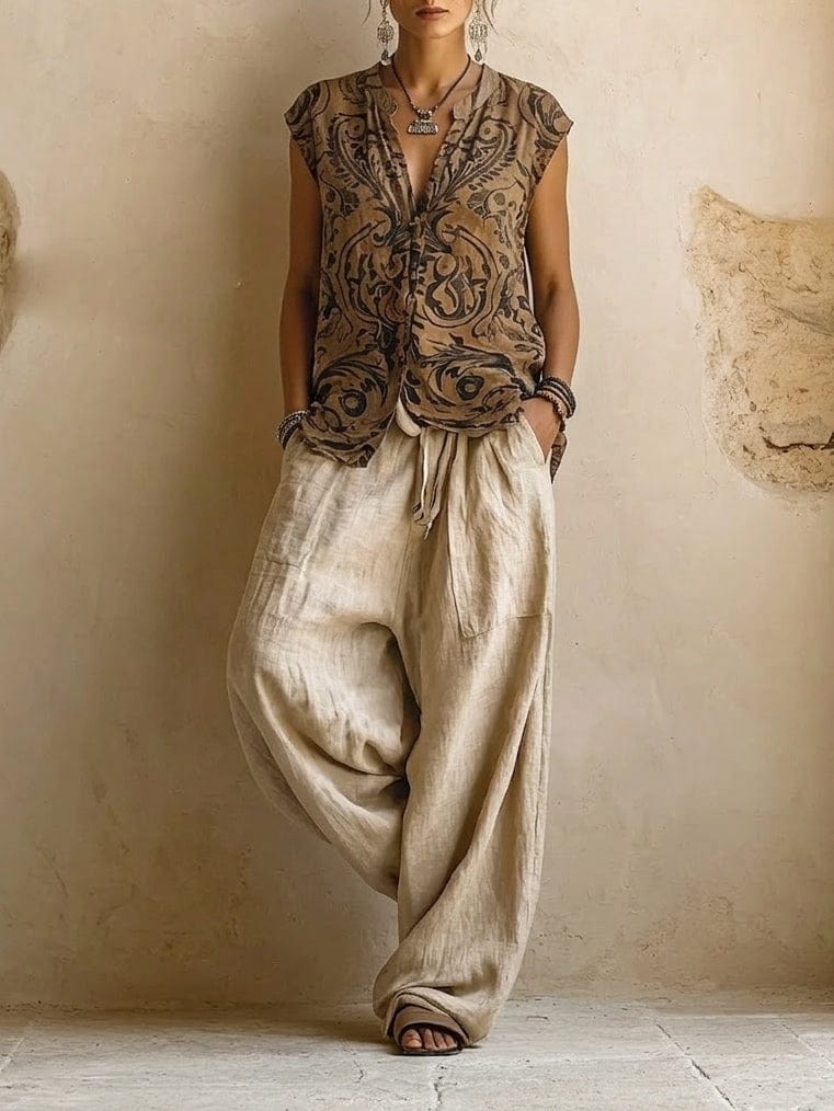 Nora | Women's Printed-Camisole 3-Piece Wide-Leg Pant Set - product image 2