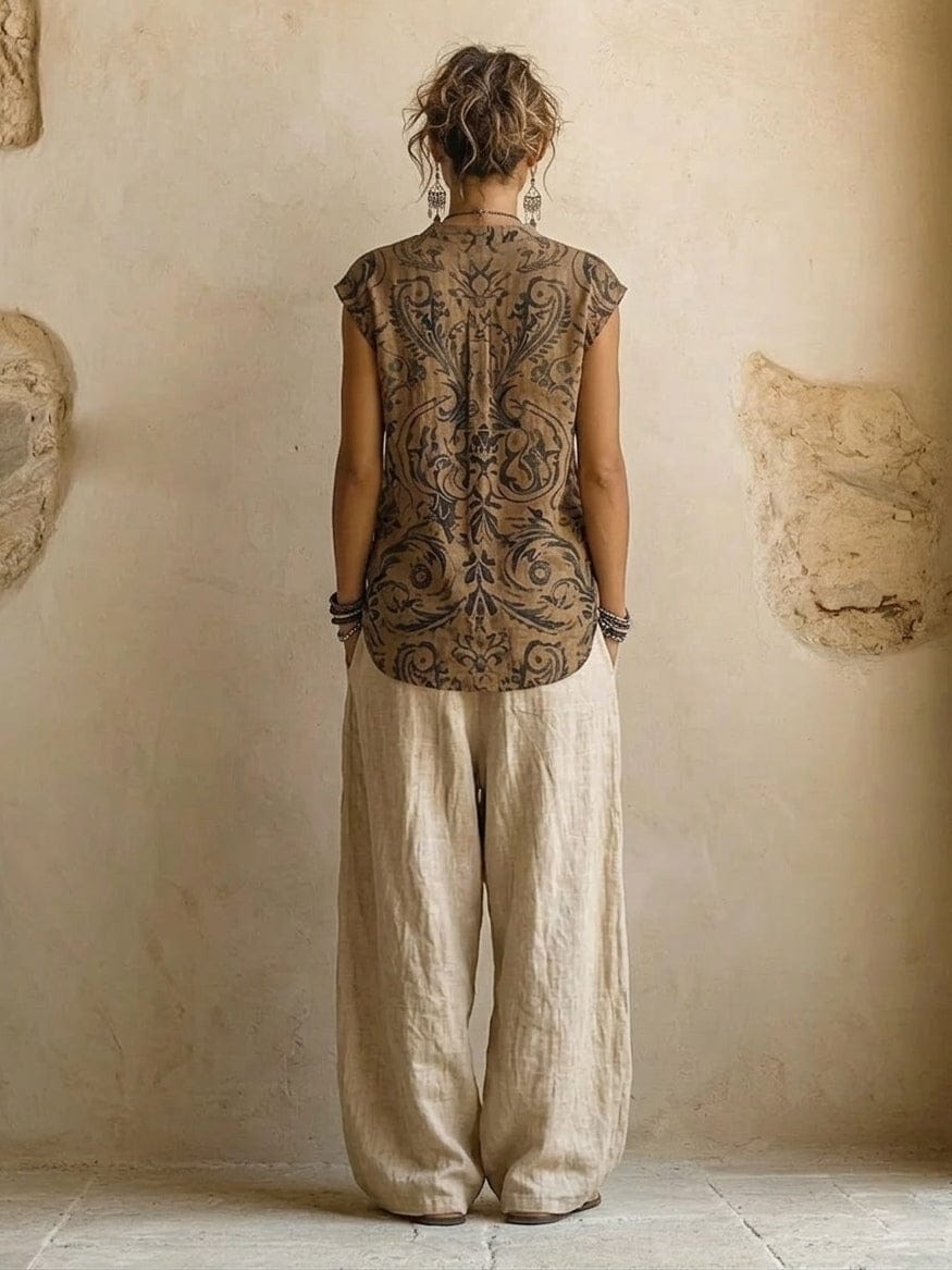 Nora | Women's Printed-Camisole 3-Piece Wide-Leg Pant Set - product image 3