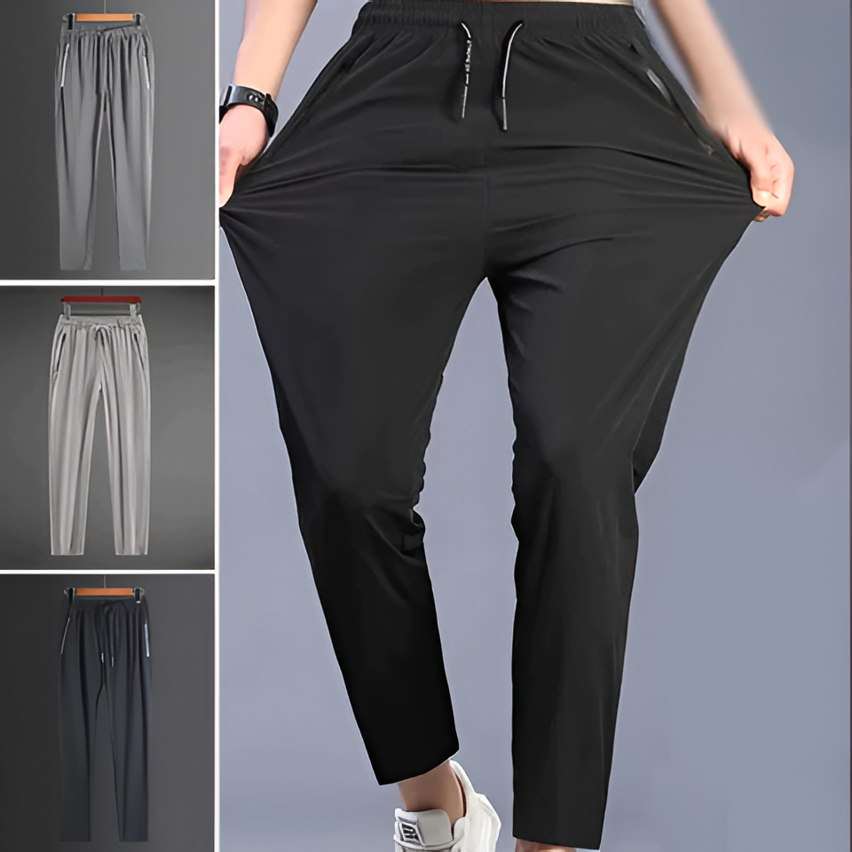 Homixa men's quick-dry stretch hiking pants with tapered legs, drawstring waist, and zip pockets, suitable for outdoor adventures.