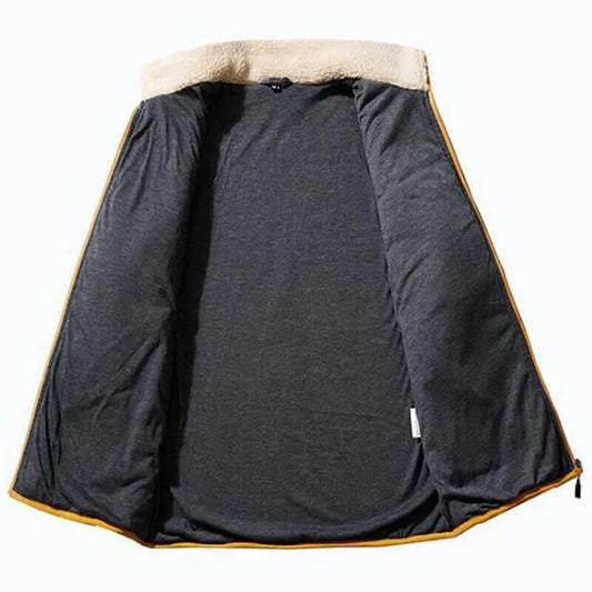 Homixa Ellis unisex sherpa jacket with zip front, stand collar, and contrast chest pocket, shown in the product image.