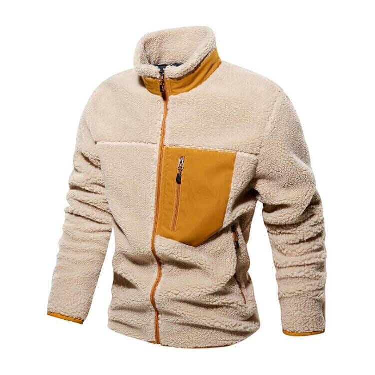 Unisex Sherpa jacket by Homixa featuring Sherpa detailing and pocket accents, shown on a neutral background.
