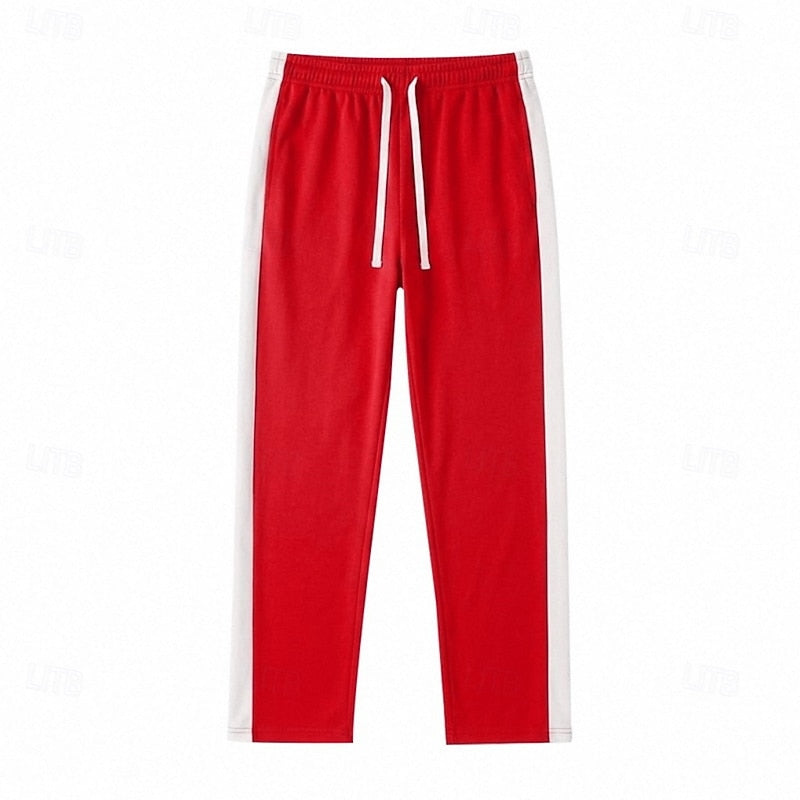 Harper & Wells Damian relaxed side-stripe sweatshirt pants, comfortable casual sweatpants with white side stripes and elastic waistband.