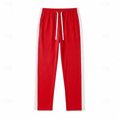 Harper & Wells Damian relaxed side-stripe sweatshirt pants, comfortable casual sweatpants with white side stripes and elastic waistband.
