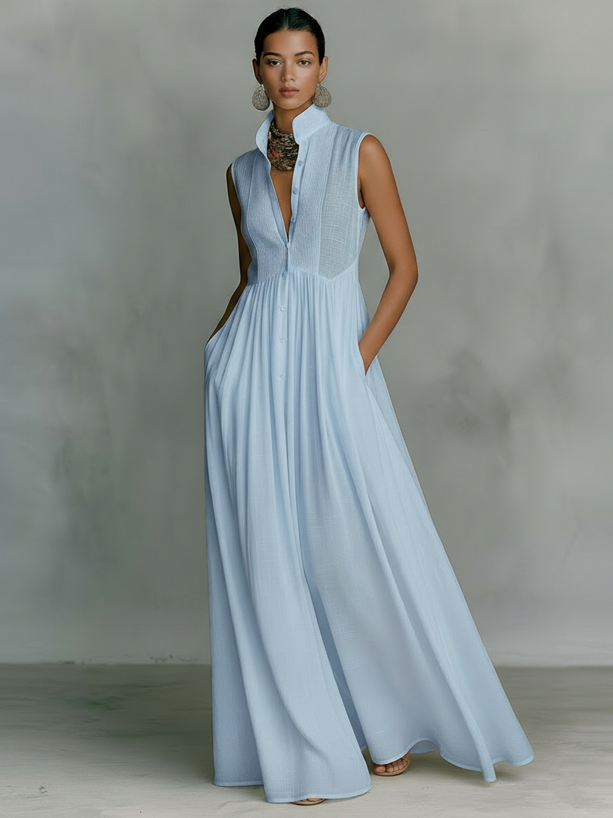 Skye | Women's Sleeveless Stand-Collar Pocket Maxi Dress - product image 4