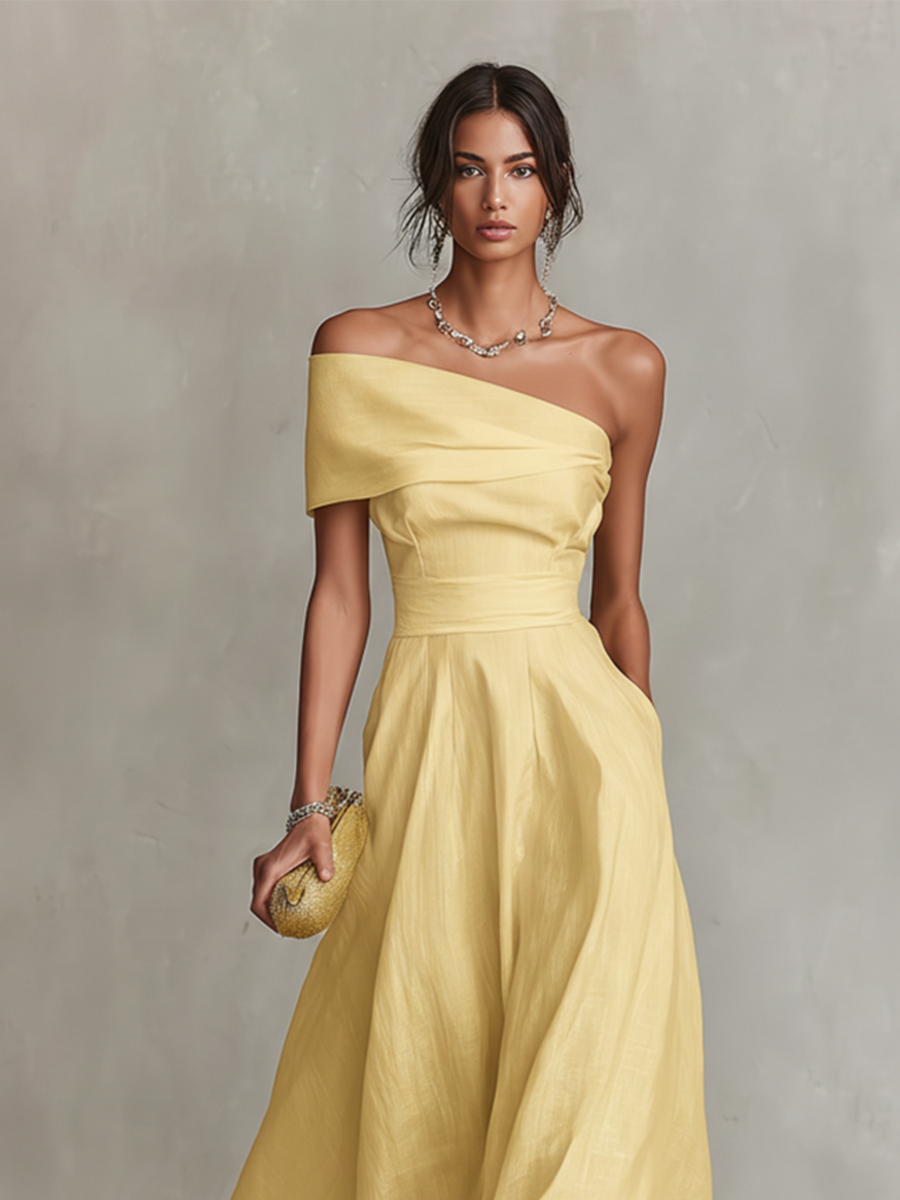 Solene | Women's One-Shoulder Fitted-Waist Midi Dress - product image 3