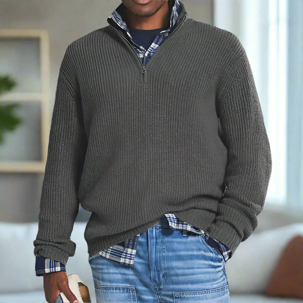 Homixa men's knit sweater with ribbed detail and relaxed fit, featuring soft, cozy knit fabric in a casual style