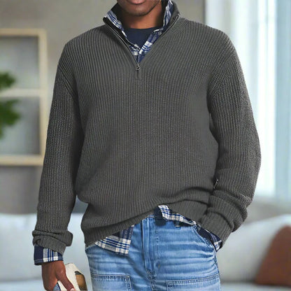 Homixa men's knit sweater with ribbed detail and relaxed fit, featuring soft, cozy knit fabric in a casual style