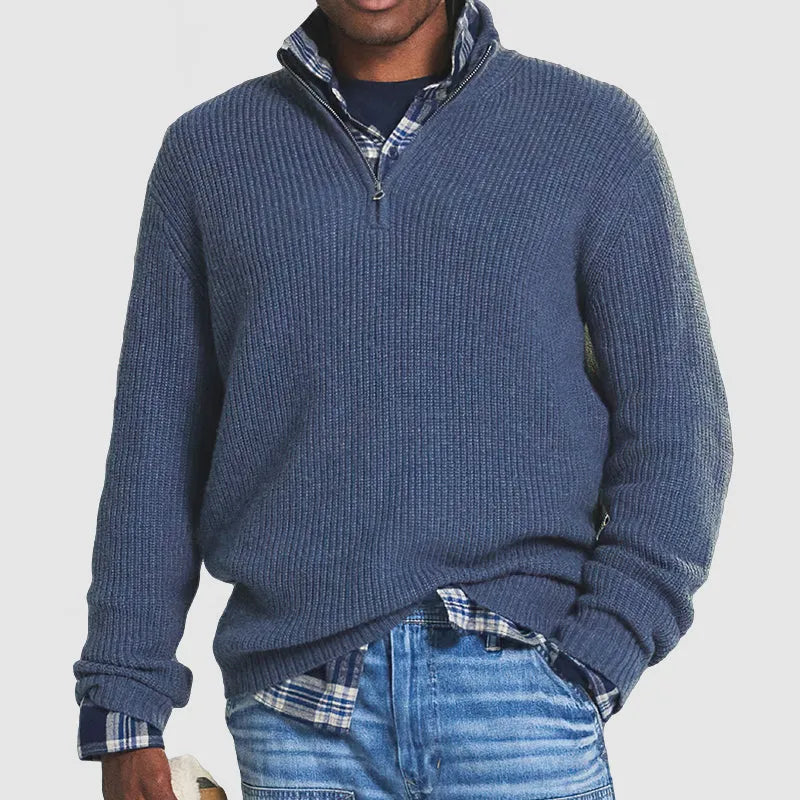 Homixa men's knit sweater with ribbed detail and relaxed fit, shown in a cozy, textured knit fabric.
