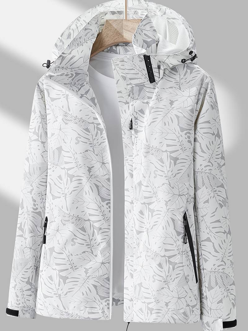Women's Lunirel waterproof windproof hooded jacket, stylish lightweight design with adjustable hood and practical features.