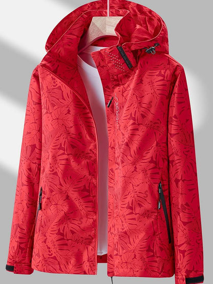 Women's waterproof windproof hooded jacket by Lunirel, lightweight design with adjustable hood and stylish appeal.