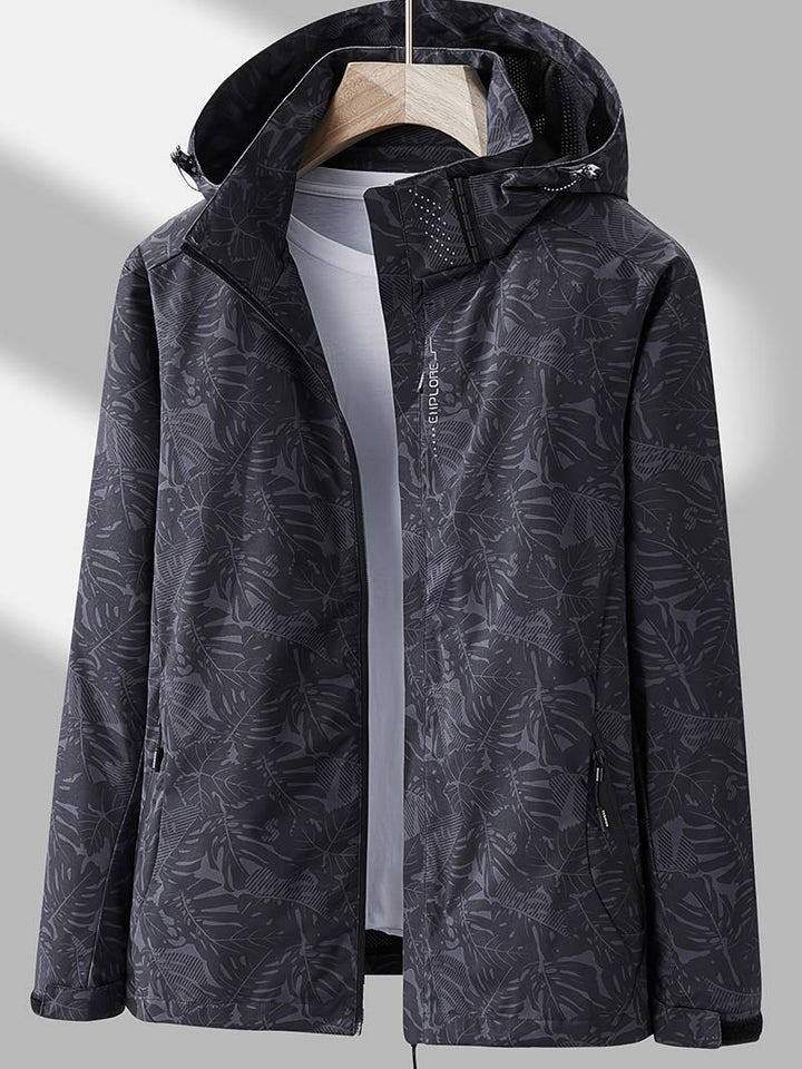 Women's waterproof windproof hooded jacket by Lunirel, stylish and lightweight with an adjustable hood and practical design.