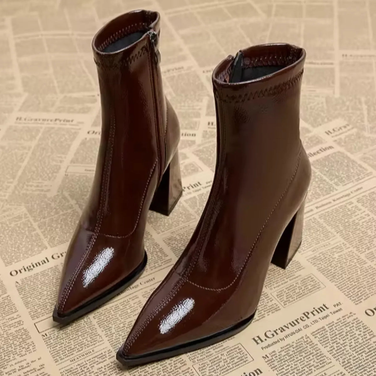 Homixa Anais women's casual winter pointed-toe ankle booties with low heel, featuring stylish design and comfortable fit