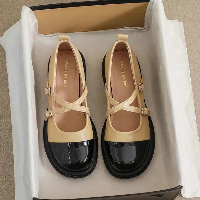 Homixa women's Mary Jane shoes with leather upper, low heel, casual style, perfect for everyday wear, in touchy style.