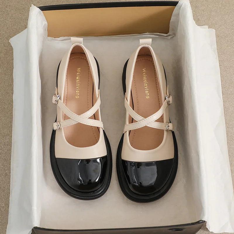 Homixa women's Mary Jane shoes with a casual leather design and low heel, featuring a touch of classic style.