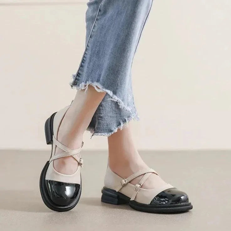 Homixa Mariela women's mary jane shoes with low heel, casual leather footwear for comfortable everyday wear.